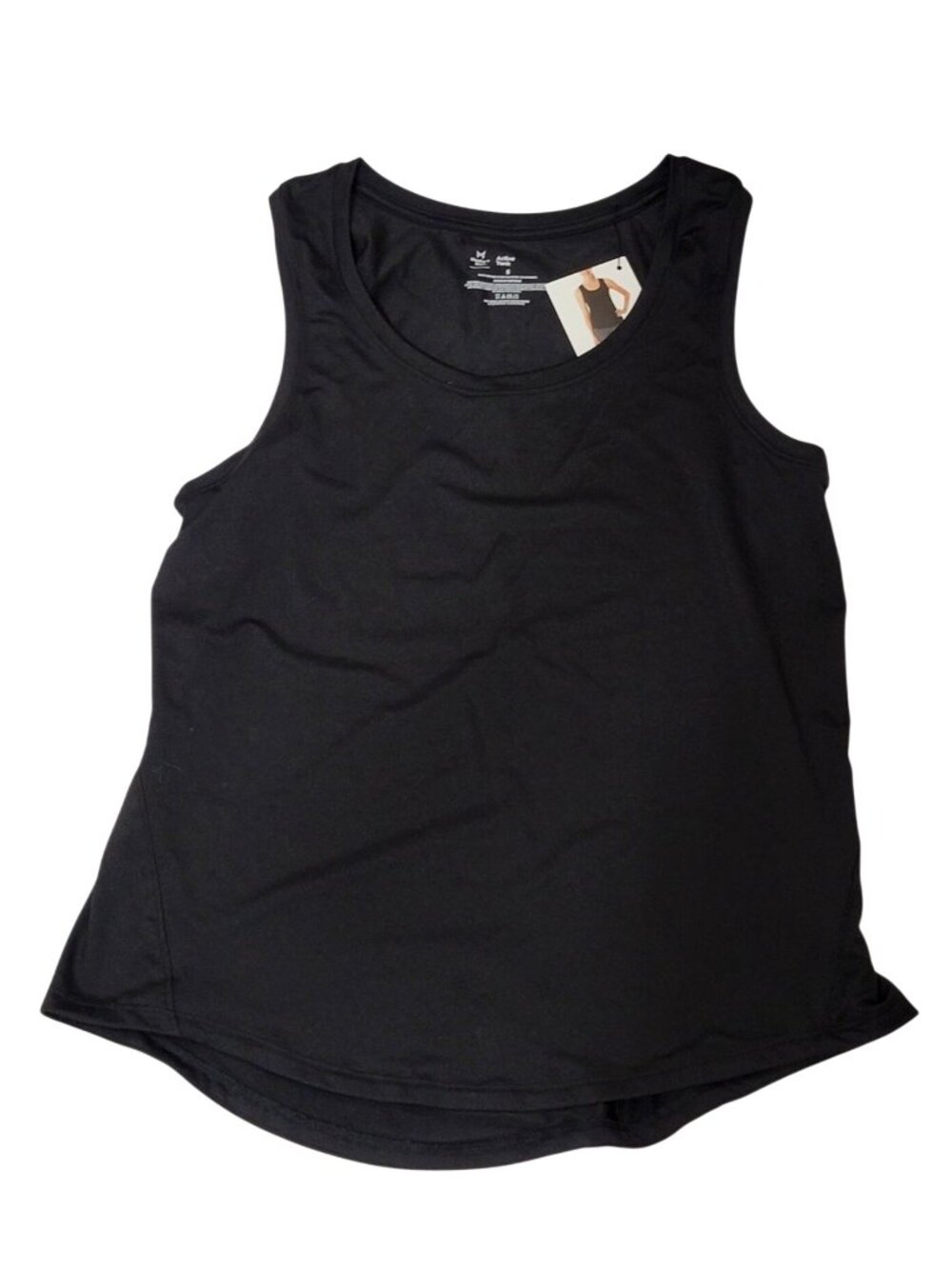Members Mark Active Tank Top S Black Recycled Polyester Blend